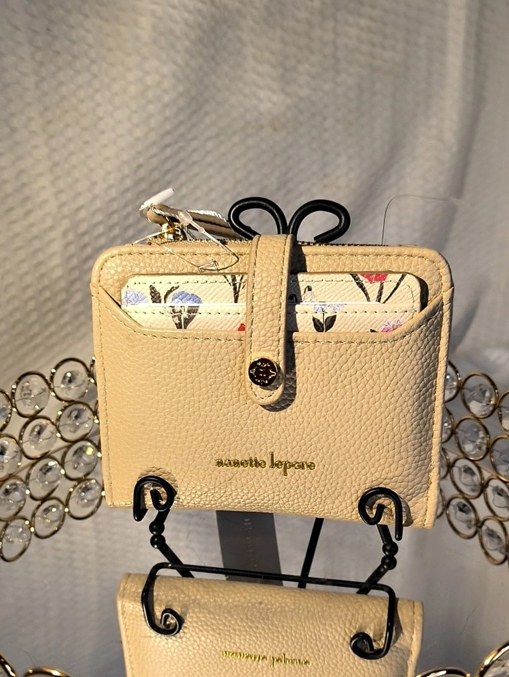 Nanette Lepore Beige Floral 2 Piece Bifold Wallet Organizer And Card Holder